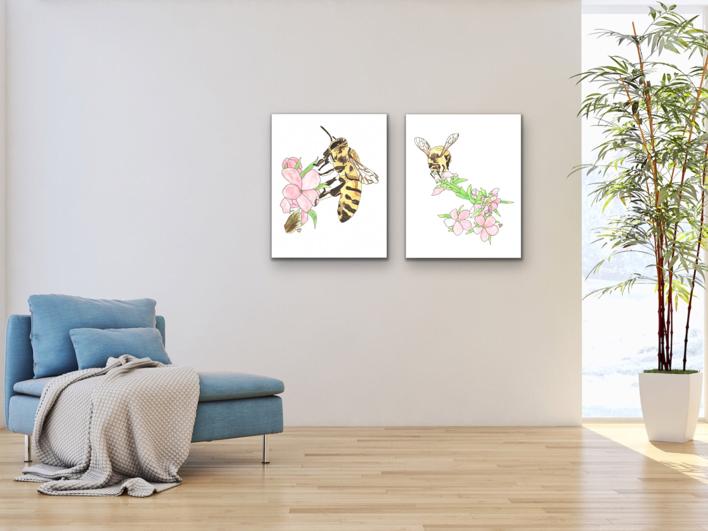 Honeybee Watercolor Art Print 2