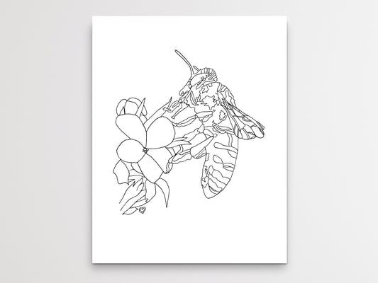 State Bee. Honeybee Art Print. State Symbol Art