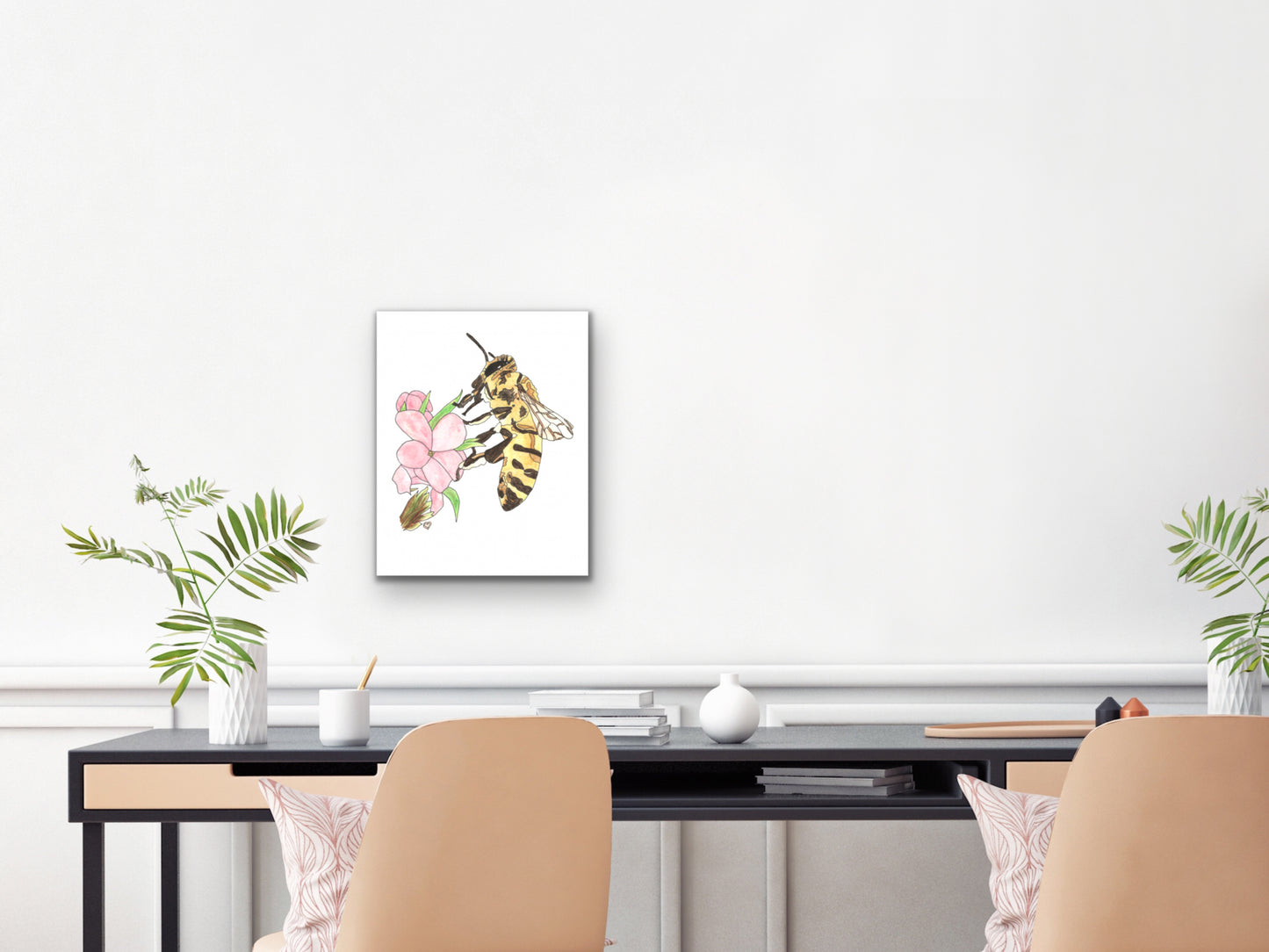 State Symbol Art. Honeybee Watercolor Art Print. State Symbol Art