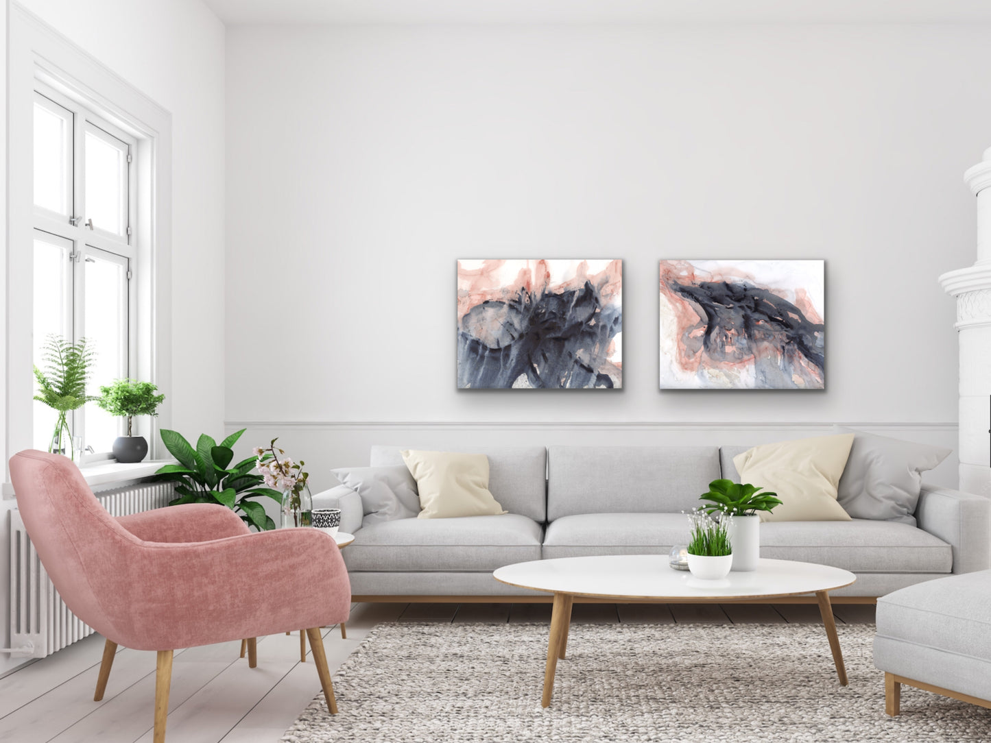 Pink Blue Gold Art Print