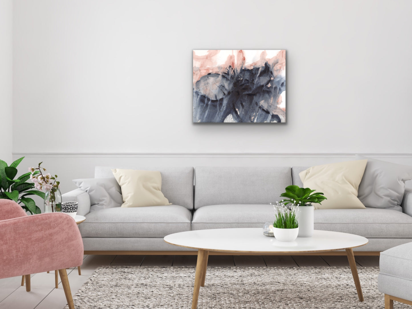 Pink Blue Gold Art Print
