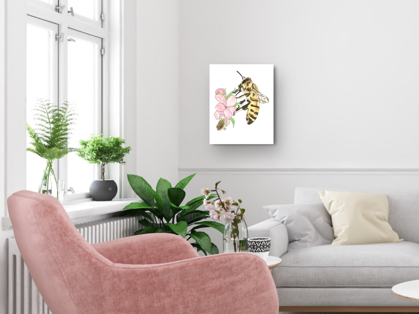 State Symbol Art. Honeybee Watercolor Art Print. State Symbol Art