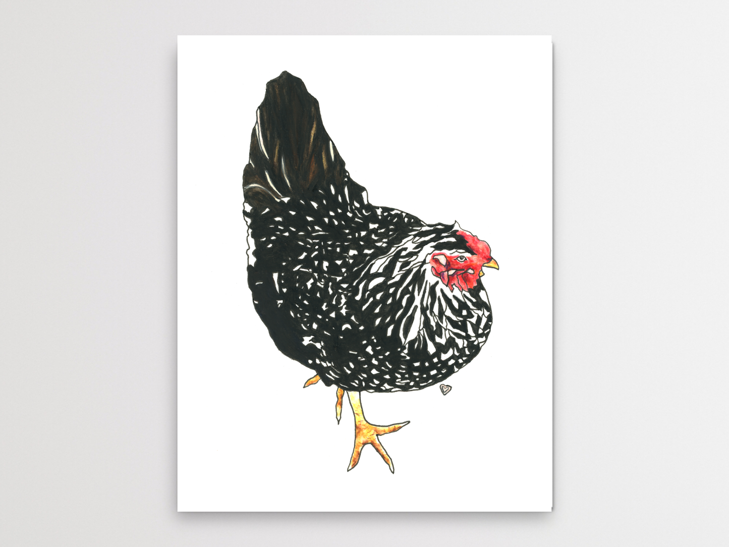 Black Chicken With White Spots Watercolor Print