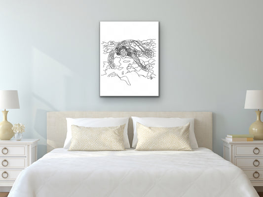 California State Turtle. Pacific Leatherback Sea Turtle Art Print. California State Symbol Sea Turtle Art