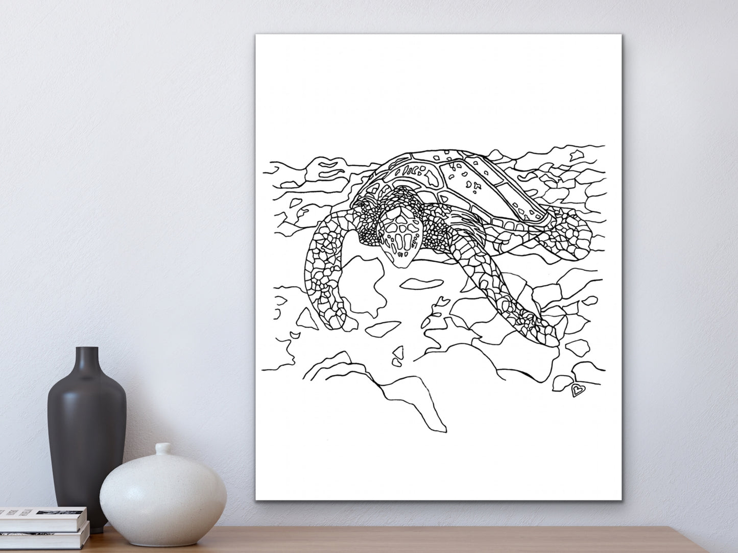 California State Turtle. Pacific Leatherback Sea Turtle Art Print. California State Symbol Sea Turtle Art