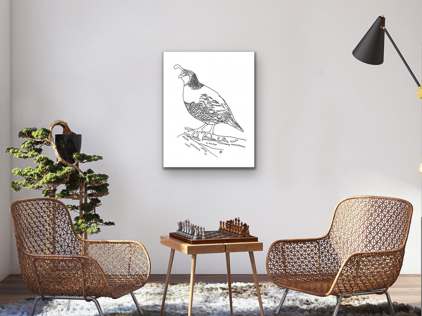 State Bird. Quail Line Art Print. State Symbol Art