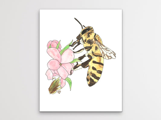 State Symbol Art. Honeybee Watercolor Art Print. State Symbol Art