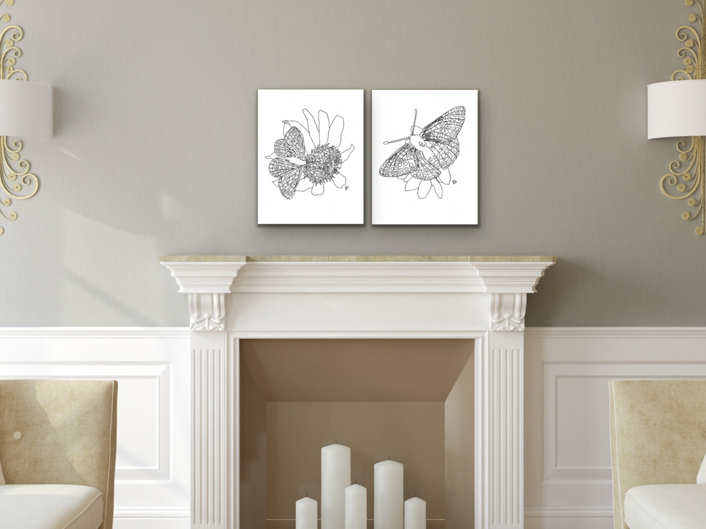 Maryland State Butterfly Print. Baltimore Checkerspot Butterfly Art