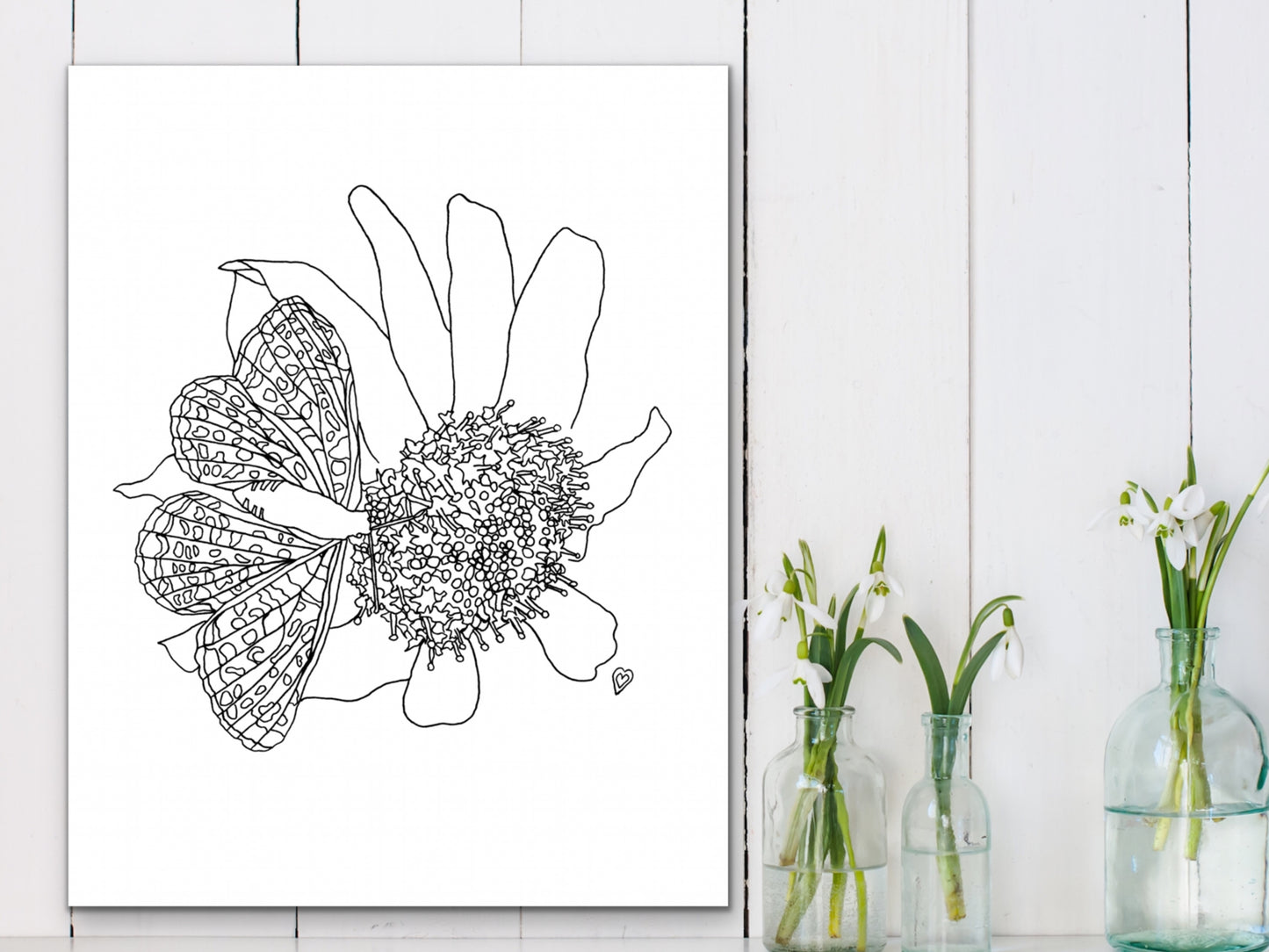 Maryland State Butterfly Print. Baltimore Checkerspot Butterfly Art