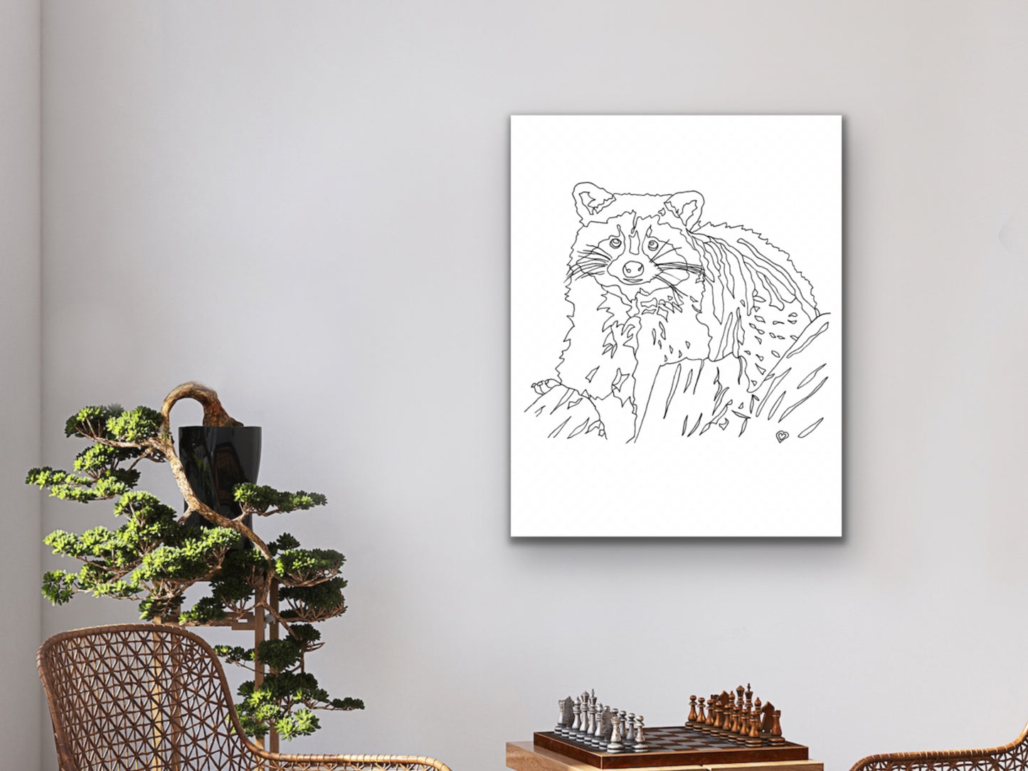 Raccoon Art Print. State Symbol Raccoon