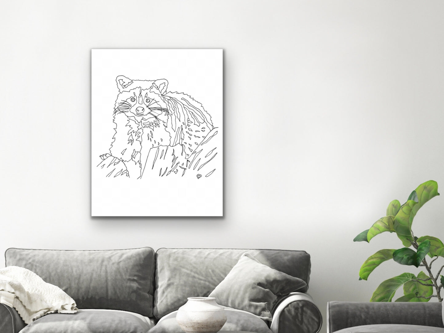 Raccoon Art Print. State Symbol Raccoon