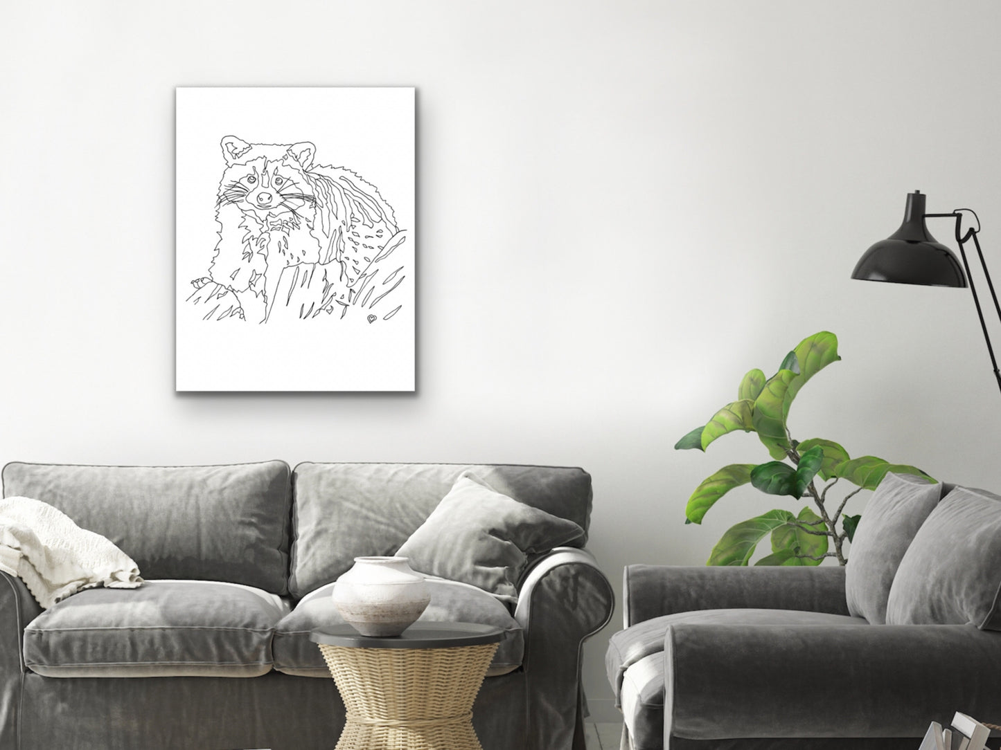 Raccoon Art Print. State Symbol Raccoon