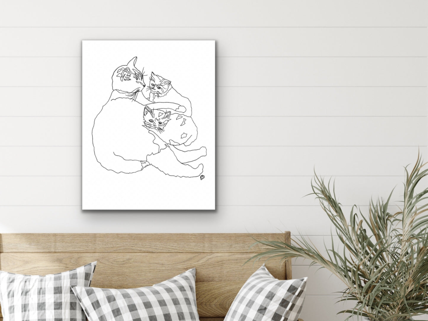 Pennsylvania State Shelter Cat. Cat and Kittens Line Art Print