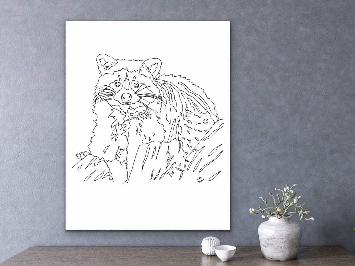 Raccoon Art Print. State Symbol Raccoon