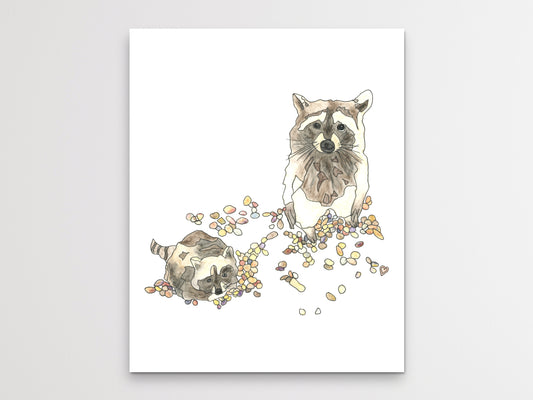 Raccoon Watercolor Art Print