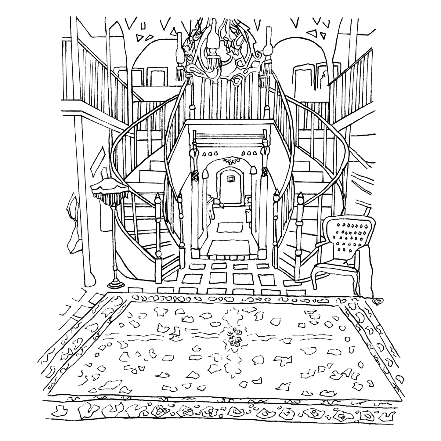 Custom Line Art Portrait or Coloring Page of a Place You Love