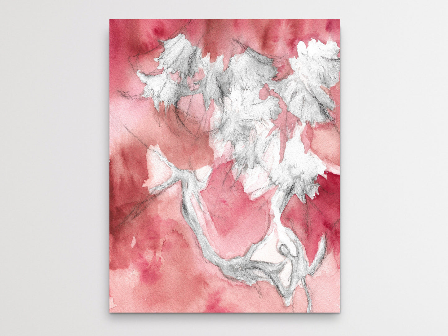 Watercolor and Charcoal Flower Art Print