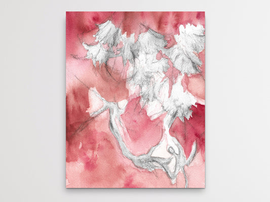 Watercolor and Charcoal Flower Art Print