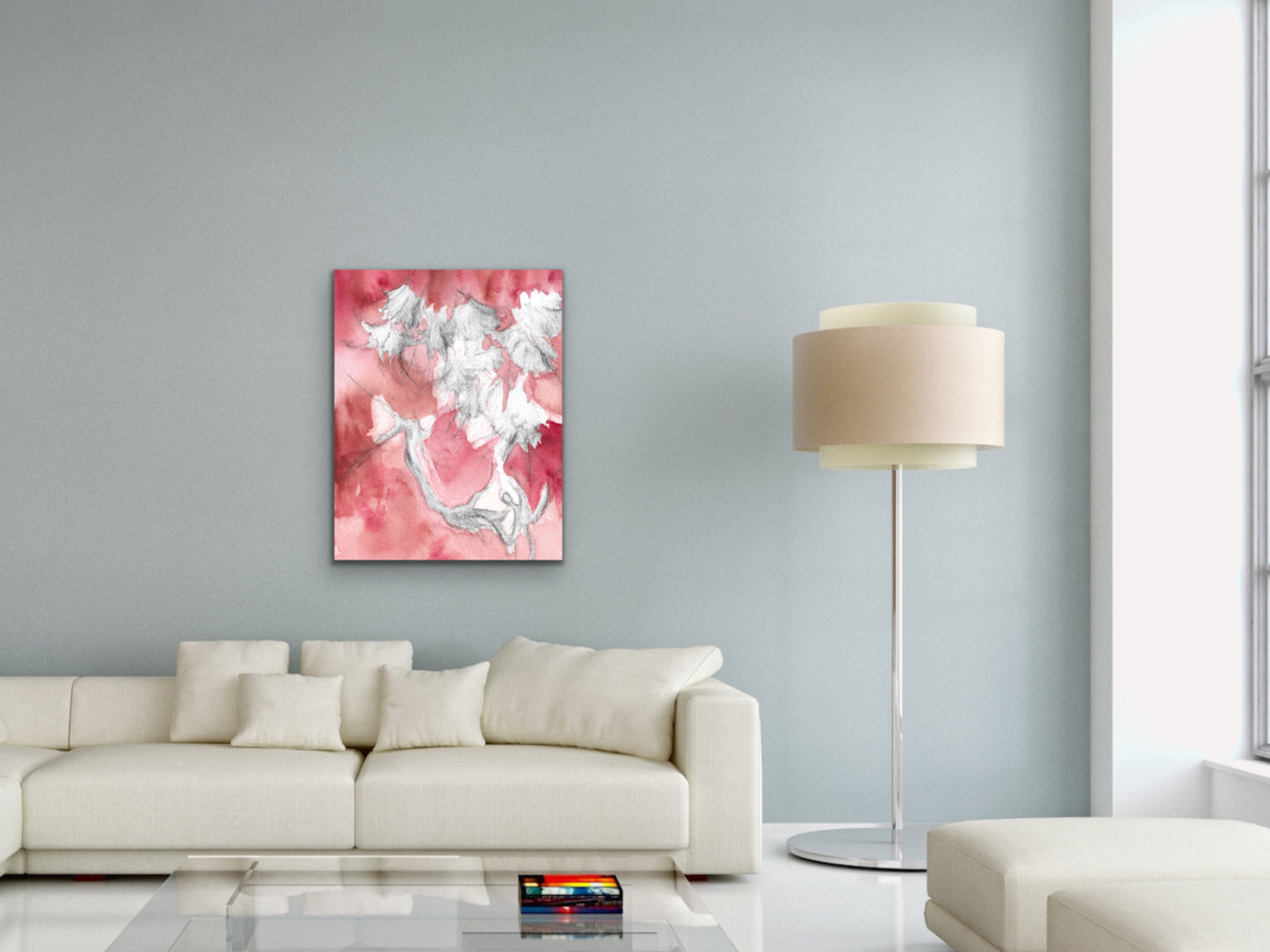 Watercolor and Charcoal Flower Art Print