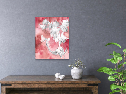 Watercolor and Charcoal Flower Art Print