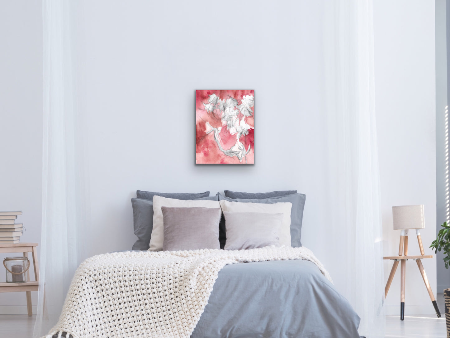 Watercolor and Charcoal Flower Art Print