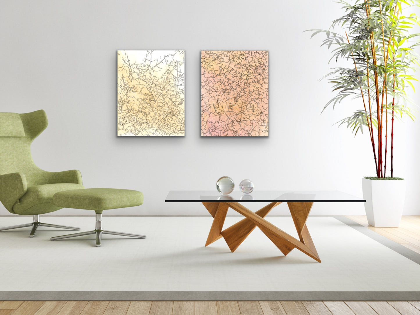 Watercolor and Ink Leaves 1 Art Print