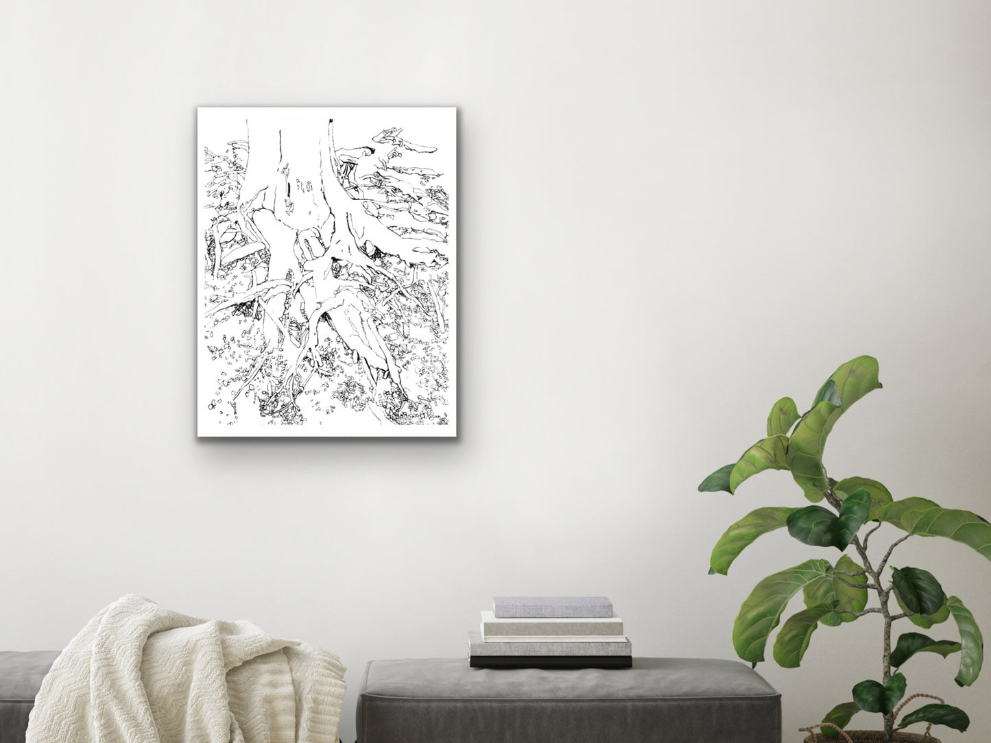 Tree Roots Line Art Print