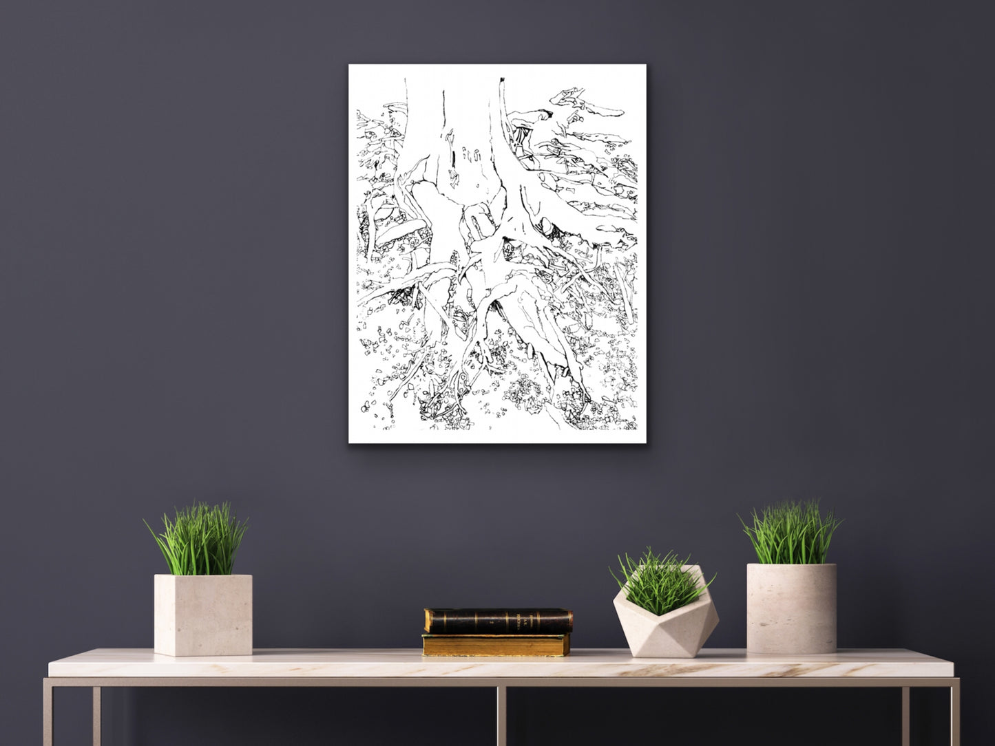 Tree Roots Line Art Print