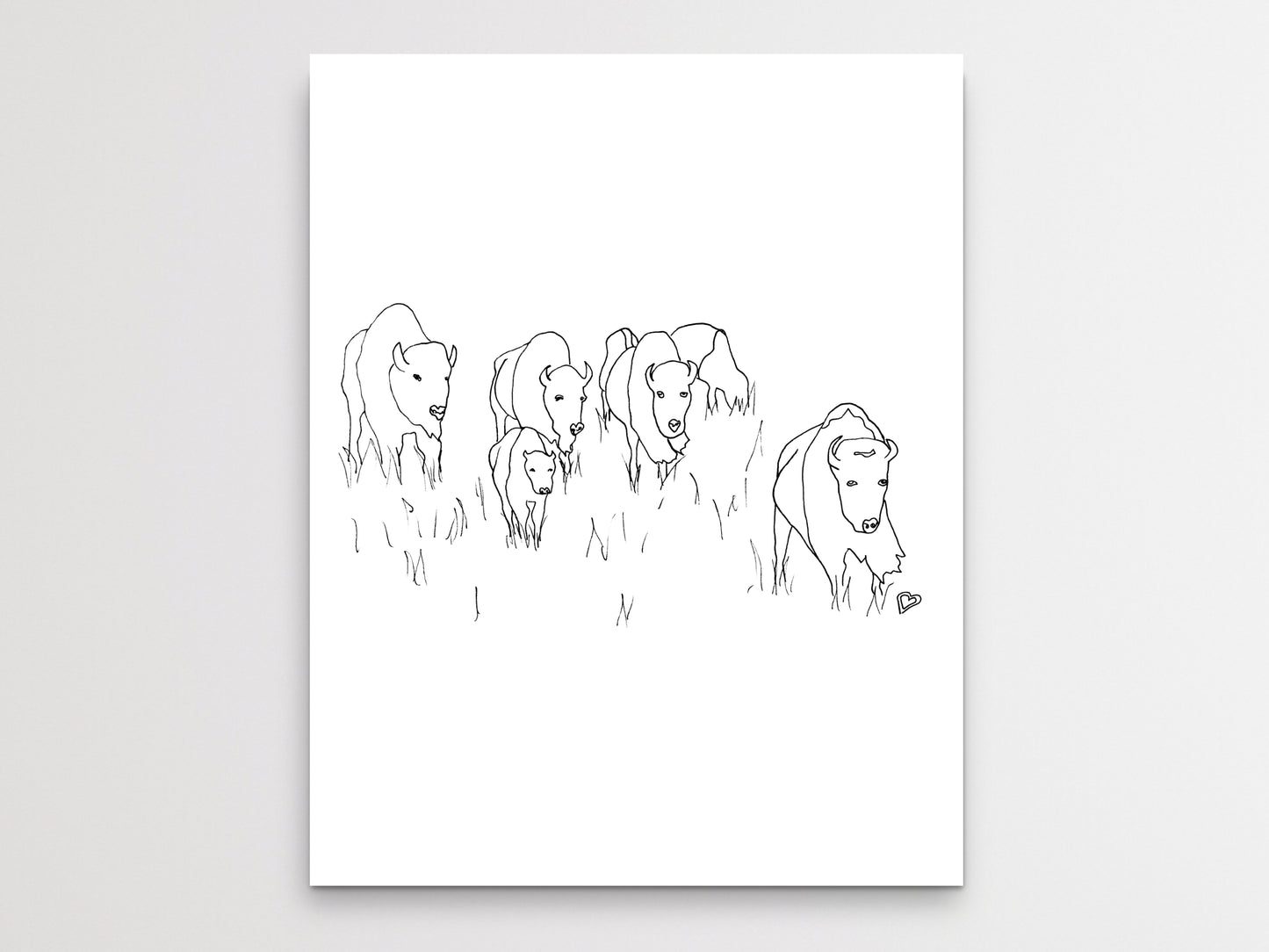 Oklahoma State Buffalo Line Art Print