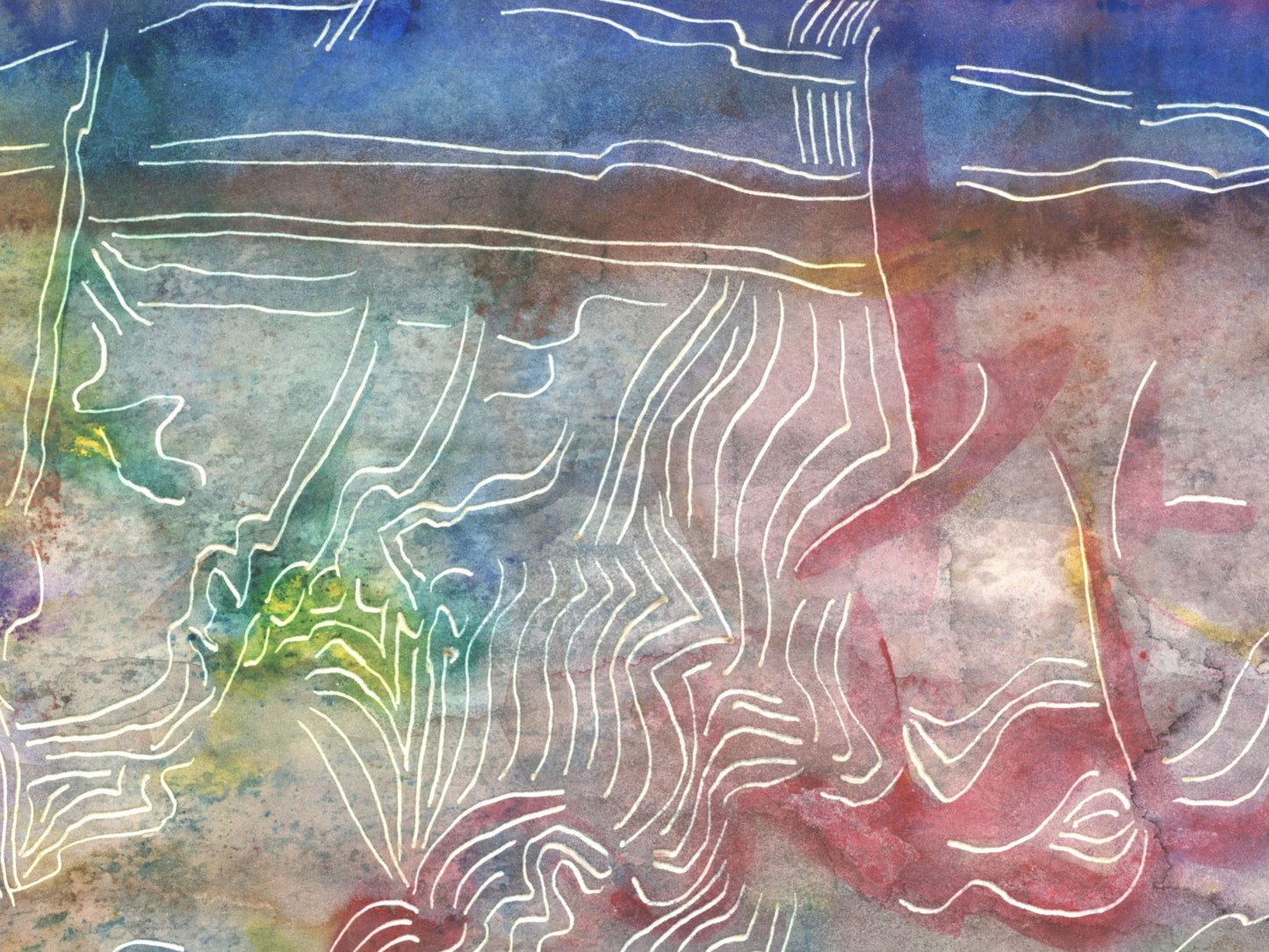 Watercolor and Etch Art Print