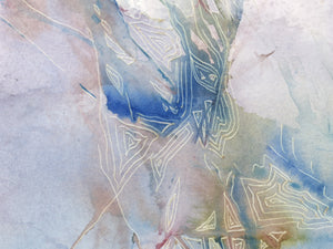 Abstract Watercolor and Etch Art Print