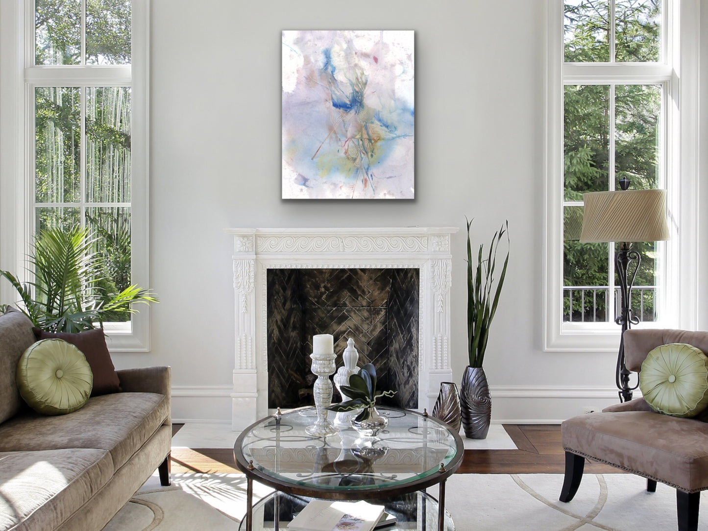 Abstract Watercolor and Etch Art Print