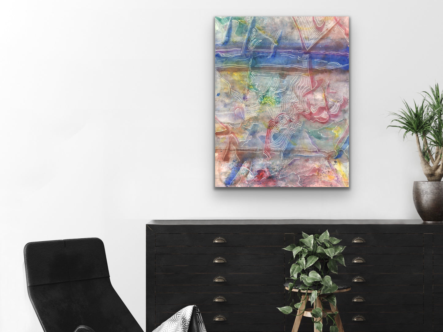 Watercolor and Etch Art Print