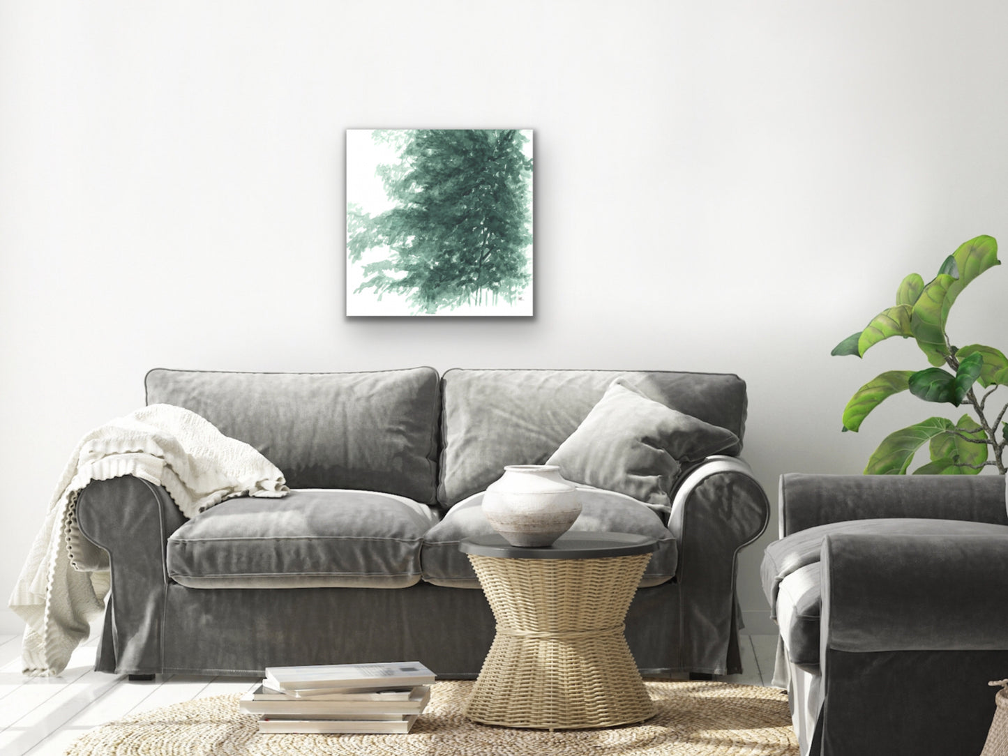 Watercolor Tree Shadow Art Print