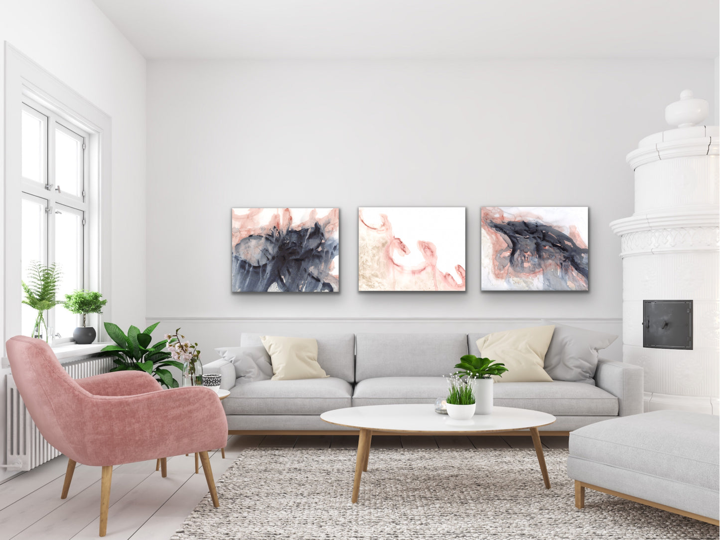 Pink Blue Gold Art Print