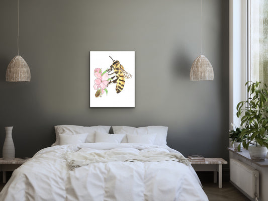 State Symbol Art. Honeybee Watercolor Art Print. State Symbol Art