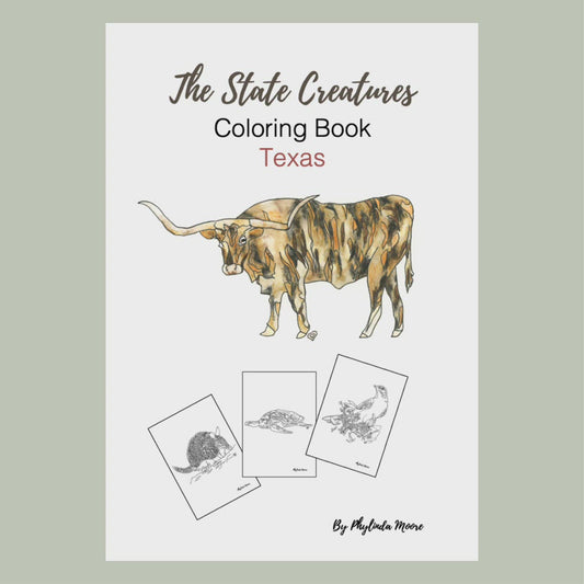 Texas State Creatures Coloring Book. Print and Color
