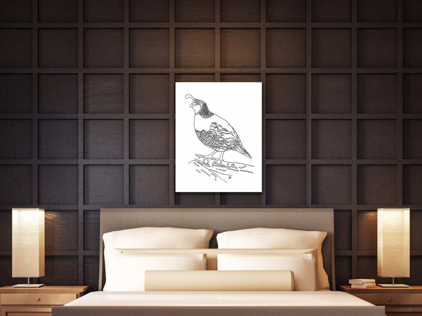 State Bird. Quail Line Art Print. State Symbol Art