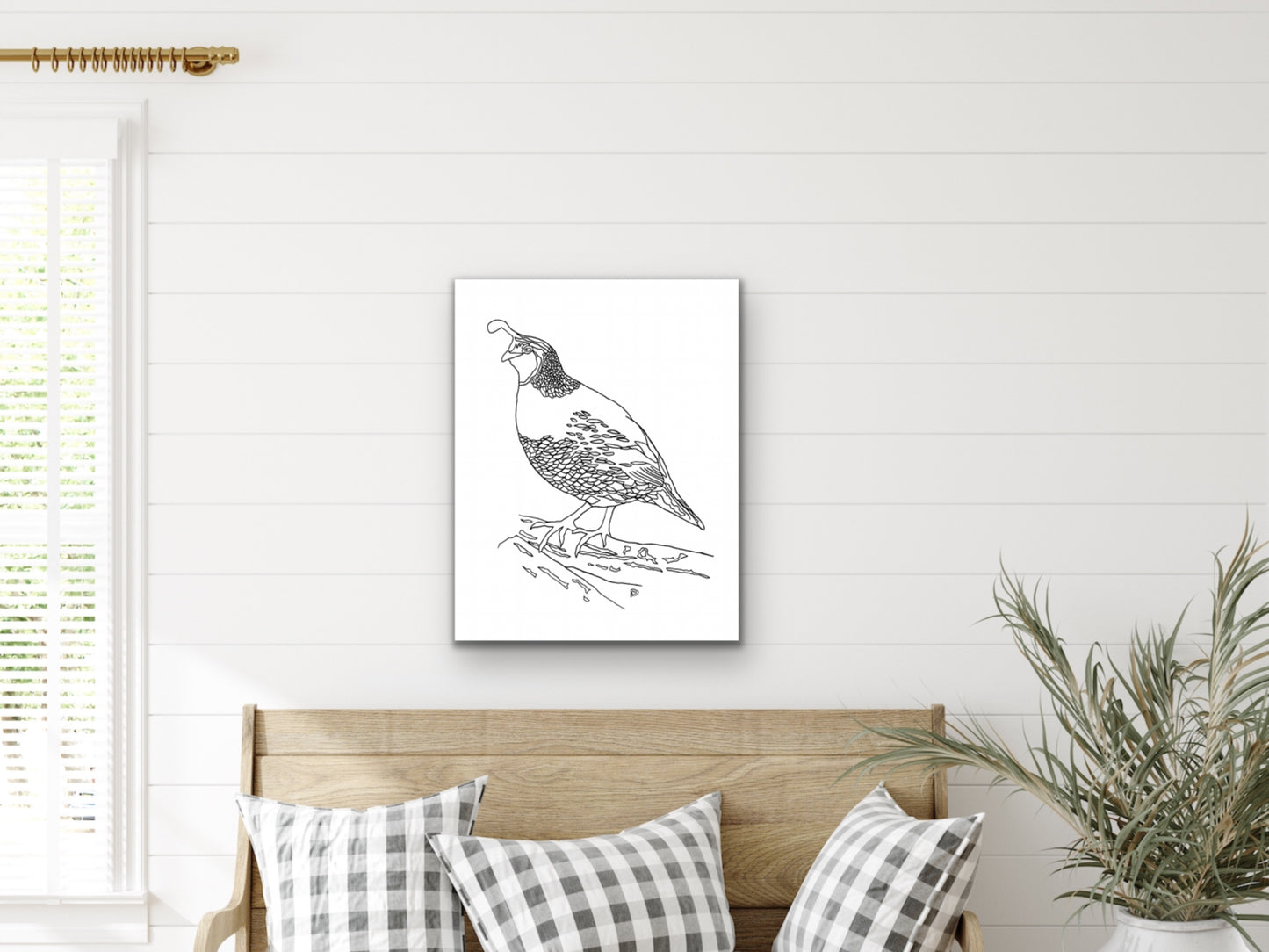 State Bird. Quail Line Art Print. State Symbol Art