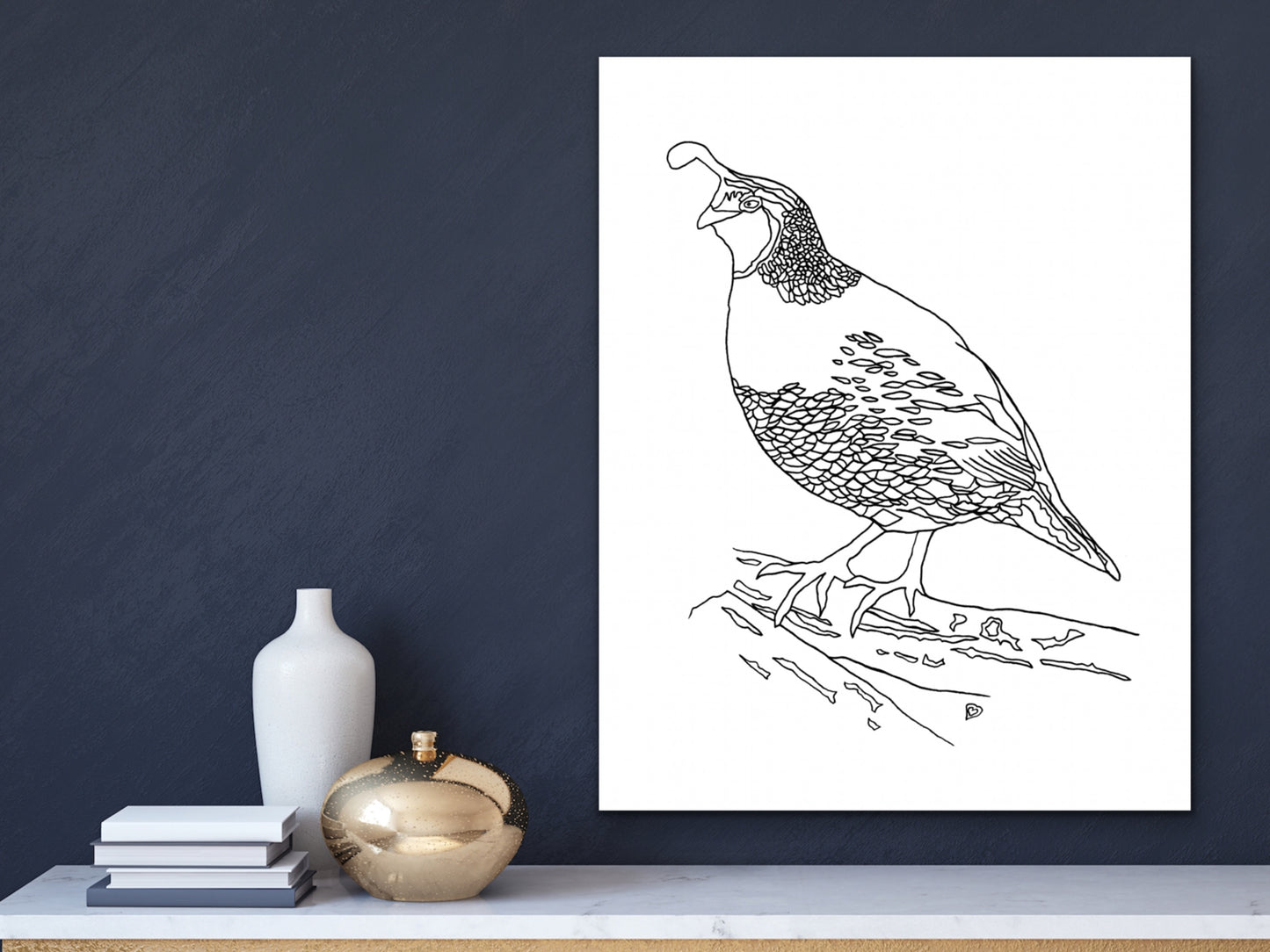 State Bird. Quail Line Art Print. State Symbol Art