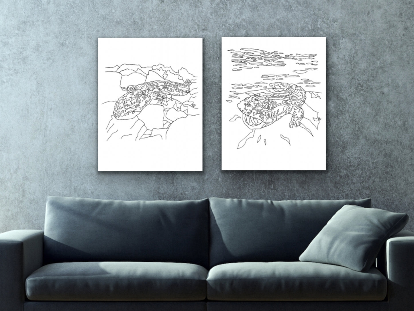 Pennsylvania State Hellbender. Eastern Hellbender Line Art Print 1