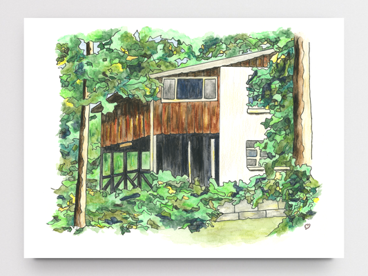 Lake Cabin Art Print