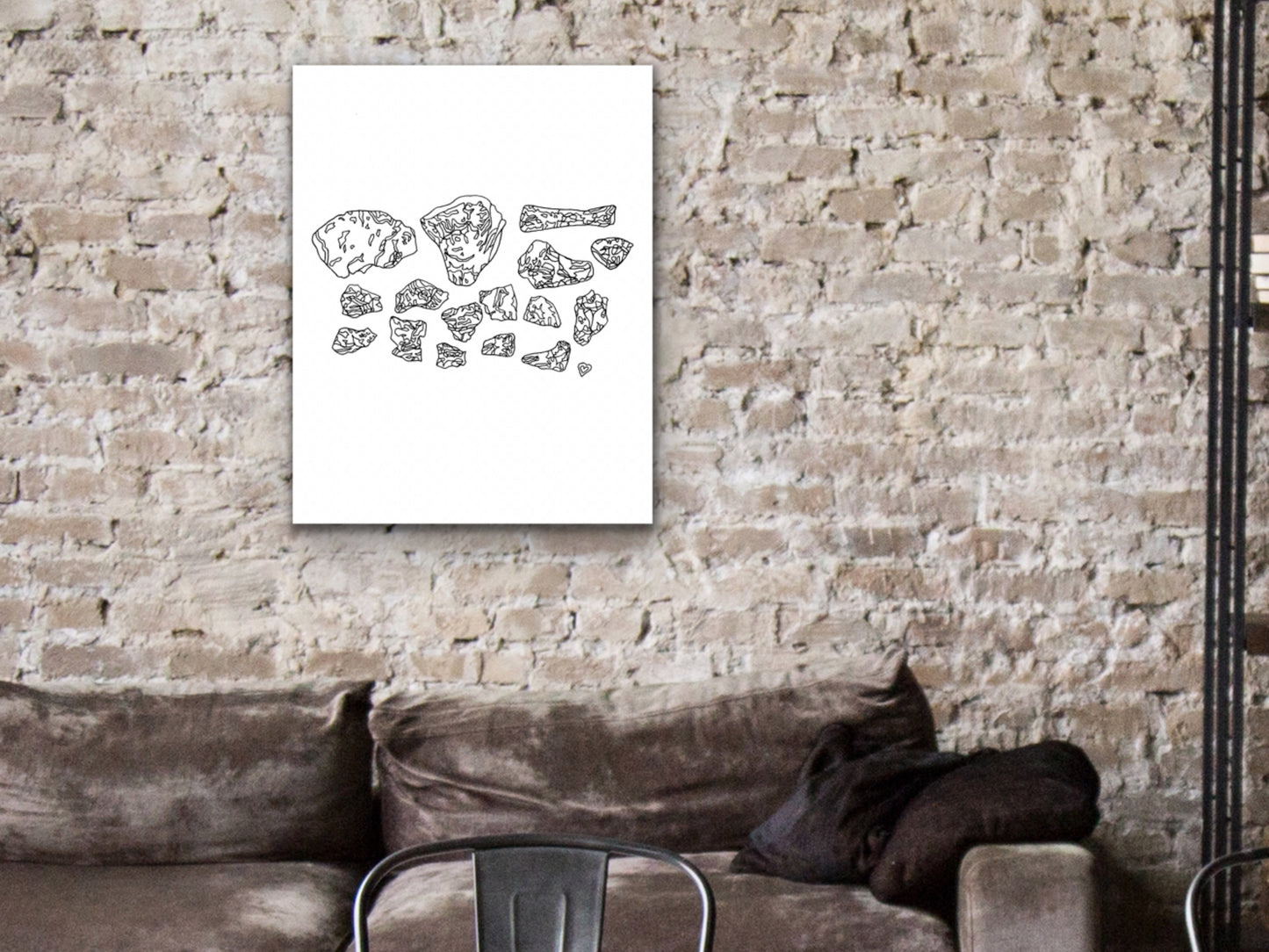 Maryland State Dinosaur Astrodon Johnstoni Bones Line Art Print. Maryland State Symbol