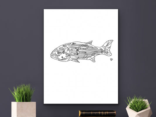 Maryland State Fish. Rockfish Art Print. Maryland State Symbol Art