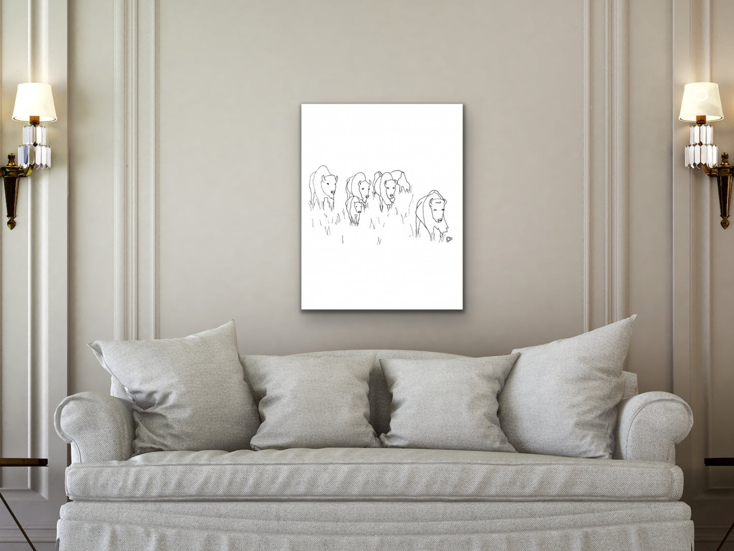 Oklahoma State Buffalo Line Art Print