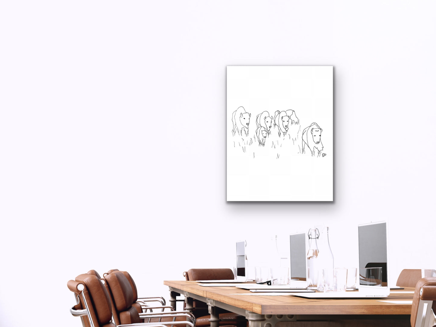 Oklahoma State Buffalo Line Art Print