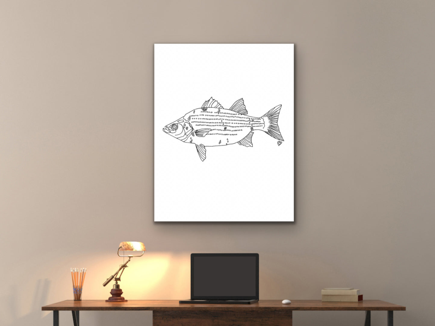 Oklahoma State Fish. White Bass Art Print. Oklahoma State Symbol Art