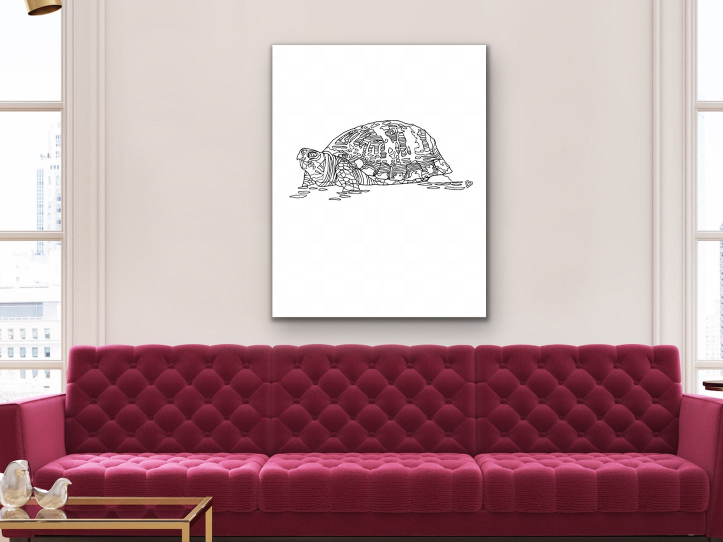 Pennsylvania State Turtle. Eastern Box Turtle Line Art Print