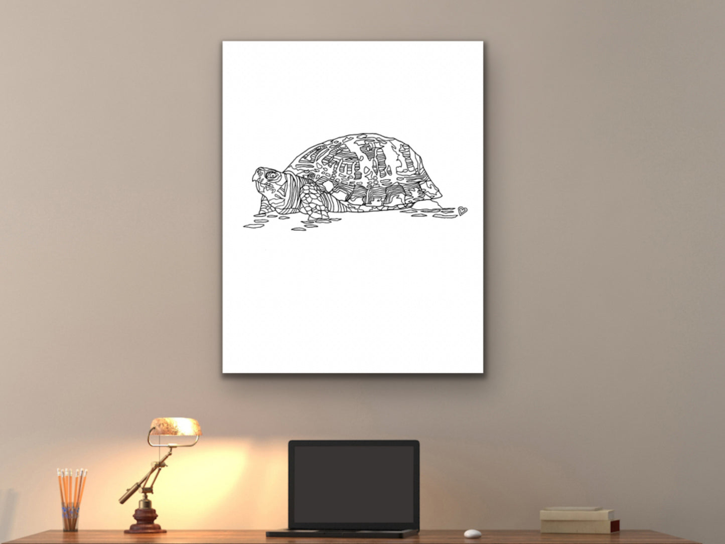 Pennsylvania State Turtle. Eastern Box Turtle Line Art Print
