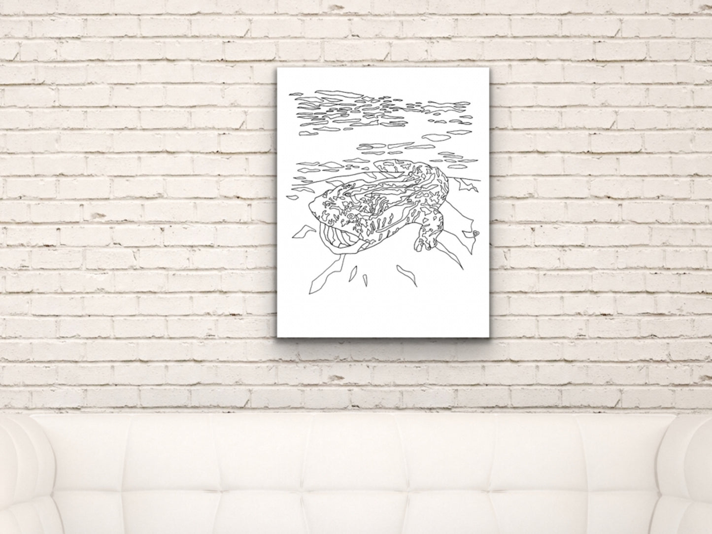 Pennsylvania State Hellbender. Eastern Hellbender Line Art Print 1